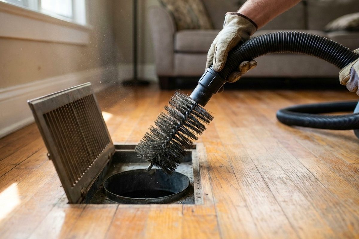 Duct Cleaning technician at work