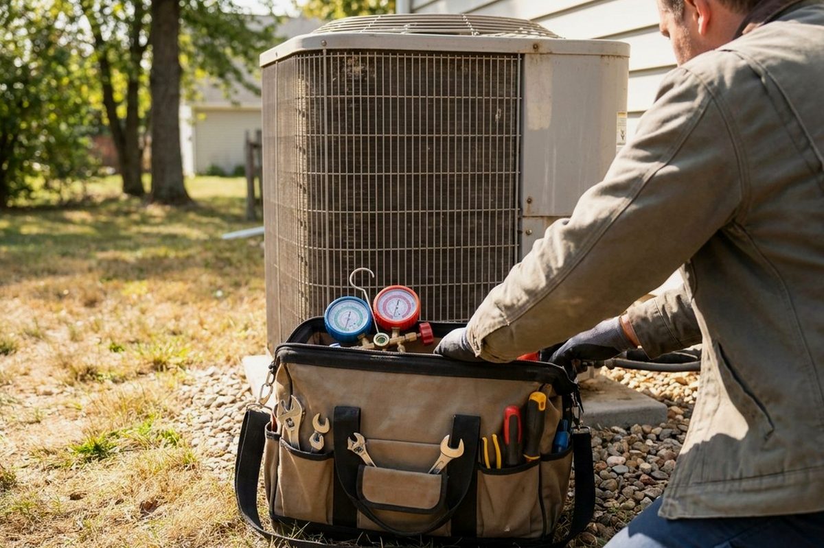 HVAC technician at work